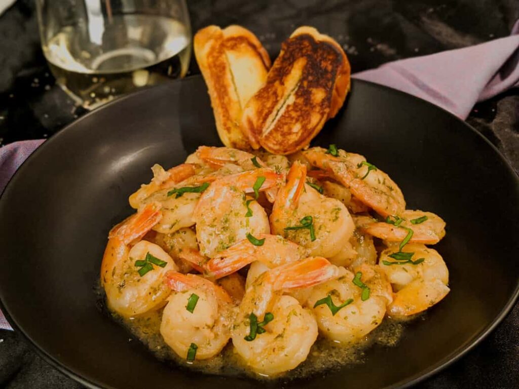 shrimps in wine sauce